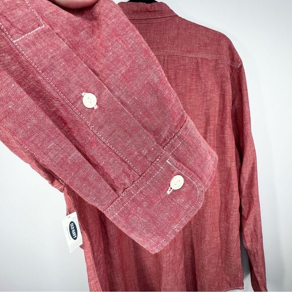 NWT Old Navy Slim Fit Cotton Linen Blend Chambray Casual Button Up Shirt XL - Picture 5 of 9